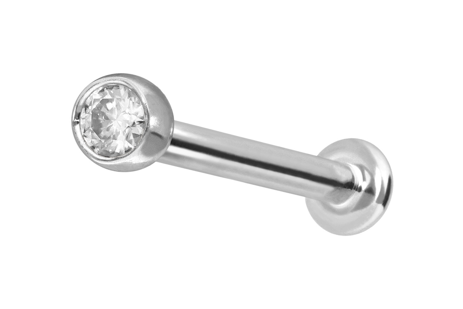 14 Karat Gold Labret Piercing mit Innengewinde MOISSANIT